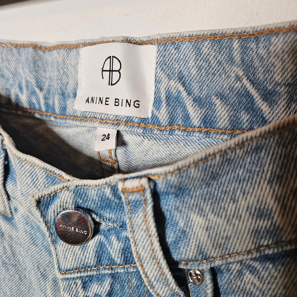 Anine Bing Sonya Jean High Waist Light Wash Denim Button Fly Women Size 24 *Flaw - Picture 3 of 8